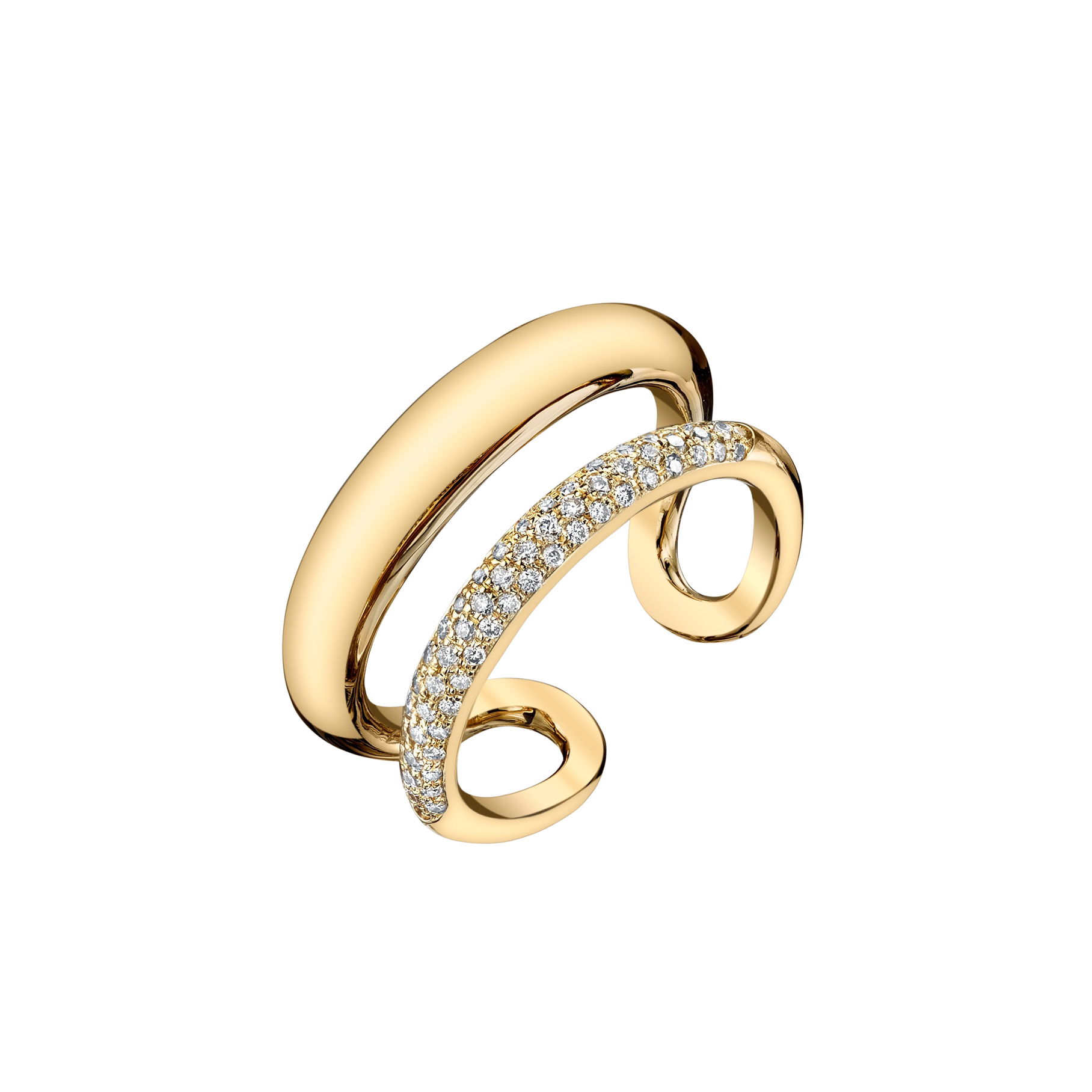 Twin Tusk Ring with Half White Pavé Diamonds - Gabriela Artigas