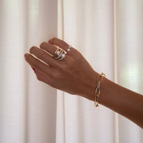 Long Rectangular Chain Bracelet with Pavé Invisible Clasp - Gabriela Artigas