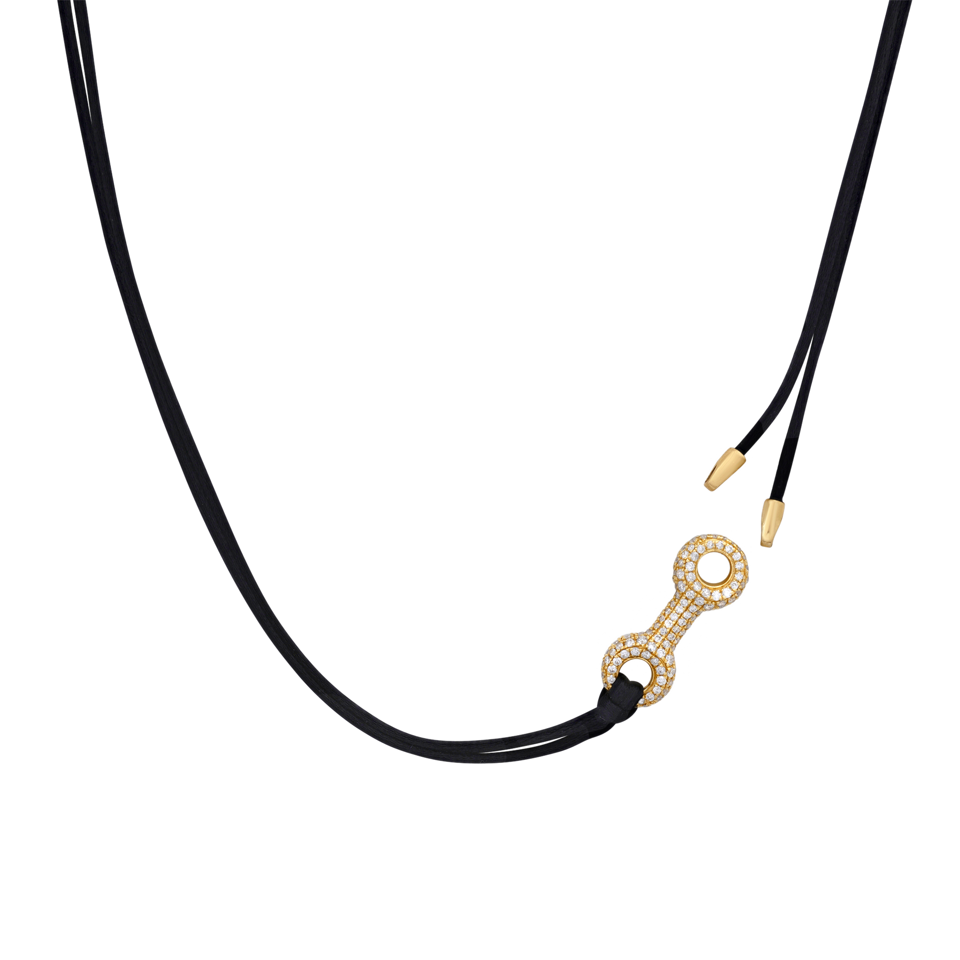 アクセサリー DOUBLE BEAM LINK ON SILKY CORD NECKLACE Double Beam Link with White Pavé Diamonds on Silky Cord Necklace