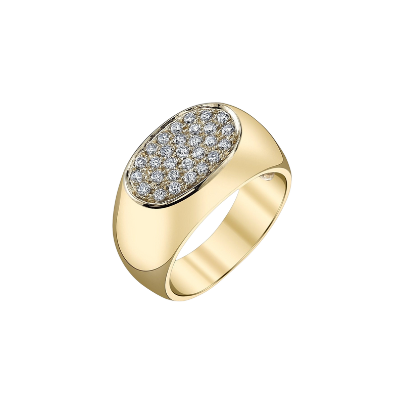 Men's 10K Yellow Gold 1.50Ct White Pave Created Diamond Signet Ring Size  8-12 - Walmart.com
