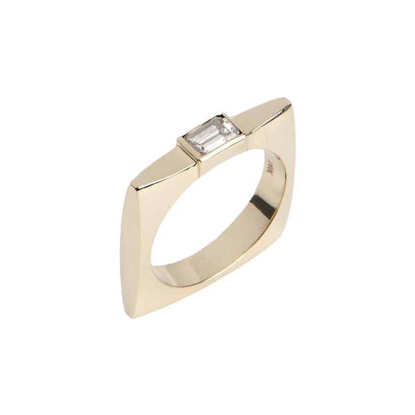 Tapered Square Ring with Baguette Diamond - Gabriela Artigas