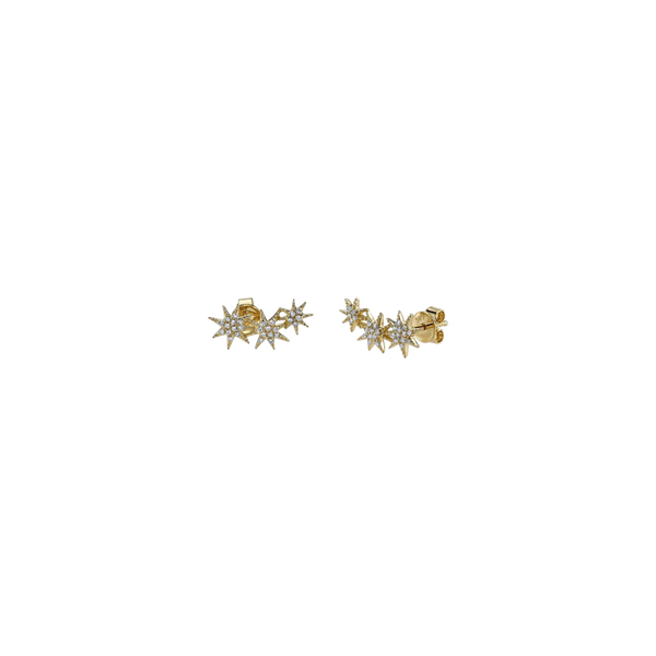 Triple Star Earrings with White Pavé Diamonds - Gabriela Artigas