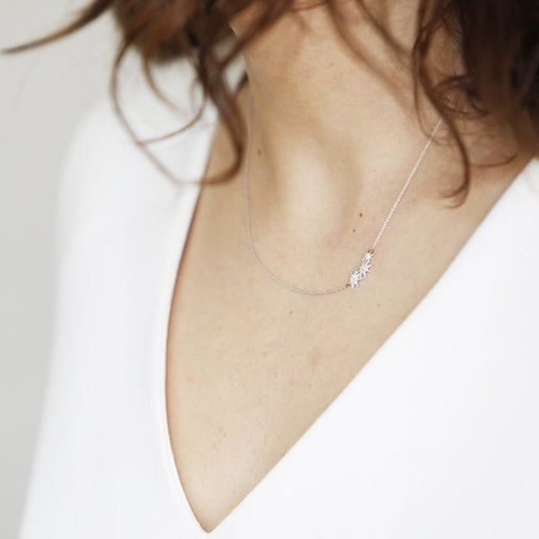 Triple Star Necklace With White Pavé Diamonds - Gabriela Artigas